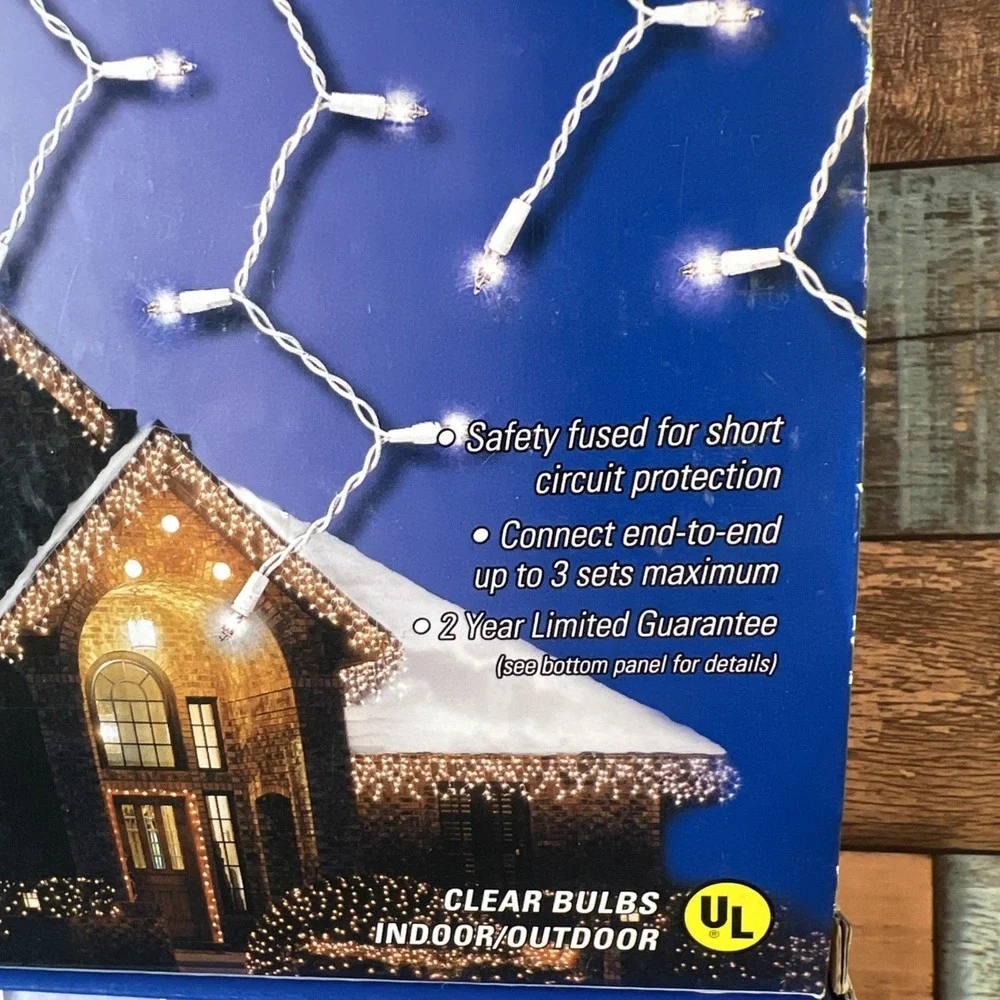 Vintage - 2/ GE 300 Clear  Icicle Lights‎ Set 19.2ft Indoor Outdoor Merry Midget